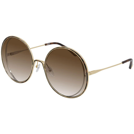 Chloe Women's Sunglasses - Gold Havana Full Rim Round Frame | CH0037S-30009777001 ,