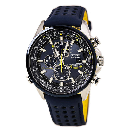 Citizen AT8020-03L Men's Blue Angels World Chronograph A-T Leather Strap Dive Watch ,