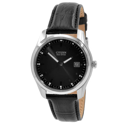 Citizen AU1040-08E Men's Eco Drive Black Dial Leather Strap Watch ,