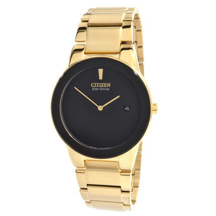 Citizen AU1062-56E Men's Axiom Eco-Drive Black Dial Gold Plated Steel Bracelet Watch ,