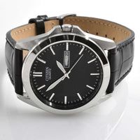 Citizen BF0580-06E Men's Quartz Black Leather Strap Black Dial Day Date Watch ,