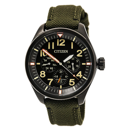 Citizen BU2055-16E Men's Chandler Dark Green Cordura Canvas Strap Black Dial Eco-Drive Watch ,