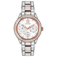 Citizen FD2016-51A Women's Silhouette Eco-Drive Swarovski Crystal White Dial Two Tone Steel Watch ,
