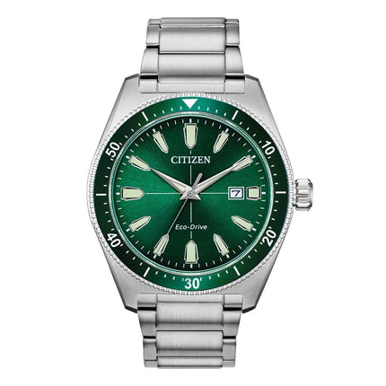 Citizen Men's Bracelet Watch - Brycen Green Dial Stainless Steel | AW1598-70X ,