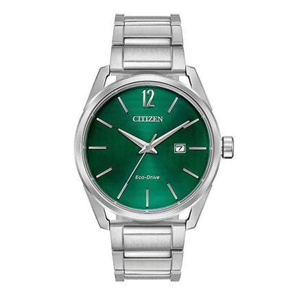 Citizen Men's Bracelet Watch - Drive Green Dial Eco-Drive Silver Tone | BM7410-51X ,