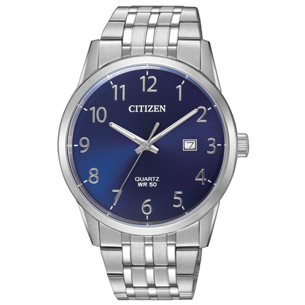 Citizen Men's Bracelet Watch - Quartz Date Blue Dial Silver Steel | BI5000-52L ,