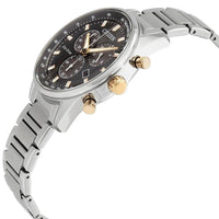 Citizen Men's Chrono Watch - Eco-Drive Black Dial Silver Tone Bracelet | AT2396-78E ,
