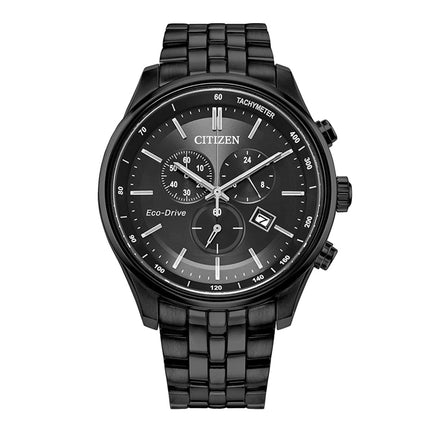 Citizen Men's Chrono Watch - Eco-Drive Black Stainless Steel Bracelet | AT2145-86E ,