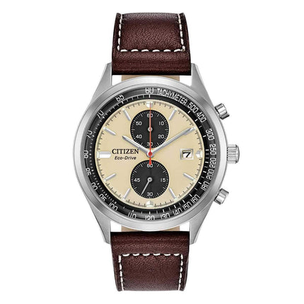 Citizen Men's Chronograph Watch - Chandler Black & Beige Dial | CA7020-07A ,