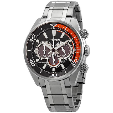 Citizen Men's Chronograph Watch - Chandler Eco-Drive Black Dial Bracelet | CA4330-57E ,