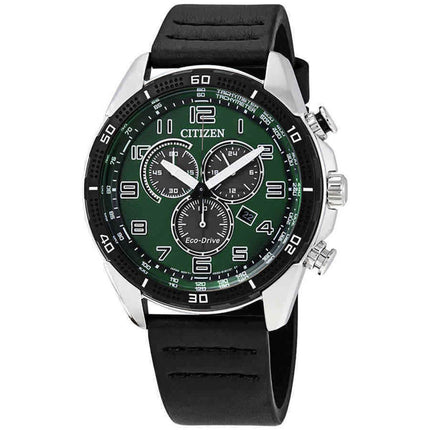 Citizen Men's Chronograph Watch - Drive Green & Grey Dial Black Strap | AT2441-08X ,
