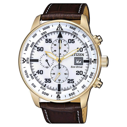 Citizen Men's Chronograph Watch - Eco-Drive Brown Leather Strap | CA0693-12A ,