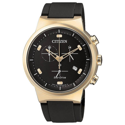 Citizen Men's Chronograph Watch - Eco-Drive Rose Gold Case Black Strap | AT2403-15E ,