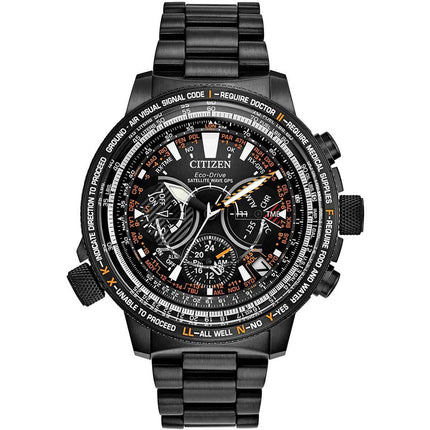 Citizen Men's Chronograph Watch - Satellite Wave Black Dial Bracelet | CC7015-55E ,
