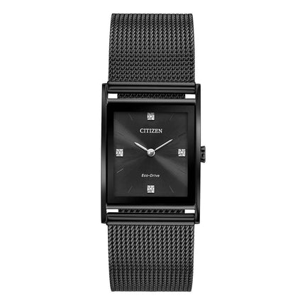 Citizen Men's Diamond Watch - Axiom Black Steel Mesh Bracelet | BL6008-53E ,