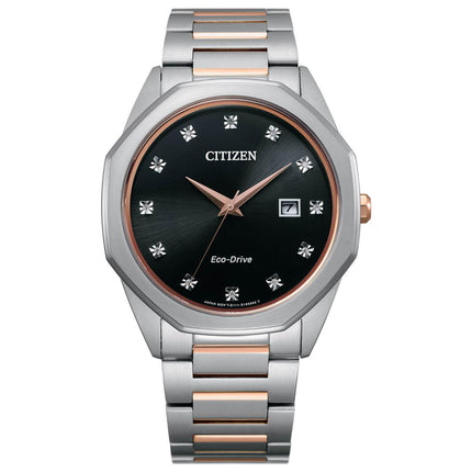 Citizen Men's Diamond Watch - Corso Black Dial Two Tone Bracelet | BM7496-56G ,