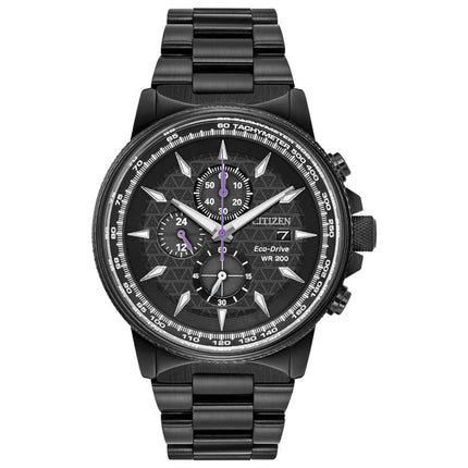 Citizen Men's Eco Drive Watch - Black Panther Chronograph Black Bracelet | CA0297-52W ,