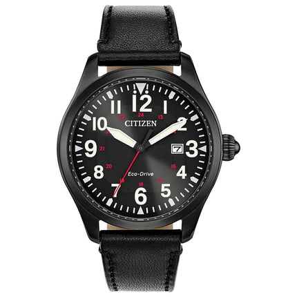 Citizen Men's Eco Drive Watch - Chandler Black Dial Leather Strap | BM6835-15E ,