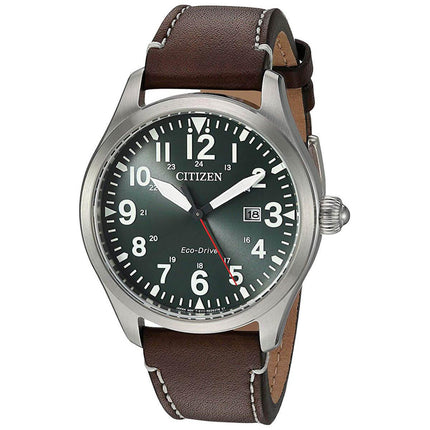 Citizen Men's Eco Drive Watch - Chandler Green Dial Leather Strap | BM6838-09X ,