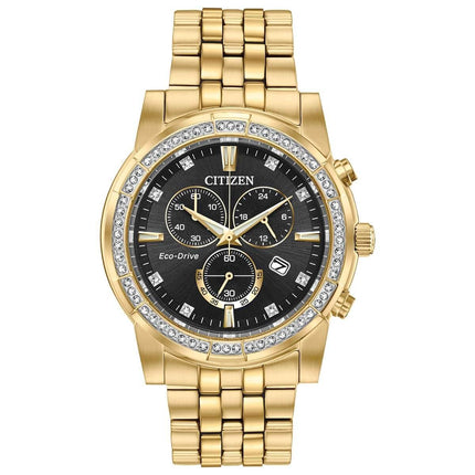 Citizen Men's Eco Drive Watch - Corso Black and Gold Tone Dial Bracelet | AT2452-52E ,