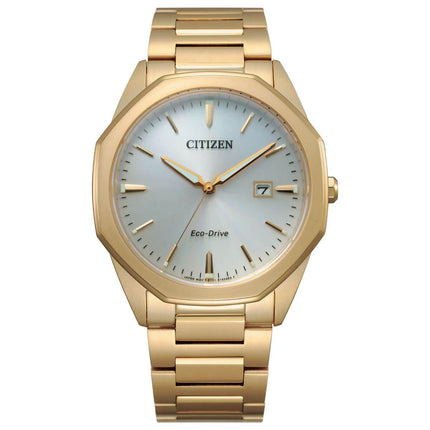 Citizen Men's Eco-Drive Watch - Corso Silver Dial Yellow Gold Bracelet | BM7492-57A ,