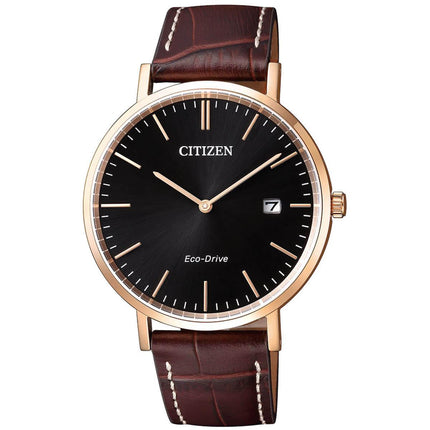 Citizen Men's Eco-Drive Watch - Dress Black Dial Brown Leather Strap | AU1083-13H ,