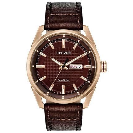 Citizen Men's Eco Drive Watch - Drive Brown Dial Leather Strap | AW0083-08X ,