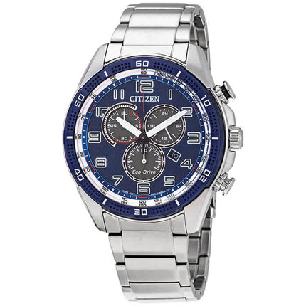 Citizen Men's Eco-Drive Watch - Drive Chronograph Blue Dial Steel Bracelet | AT2440-51L ,