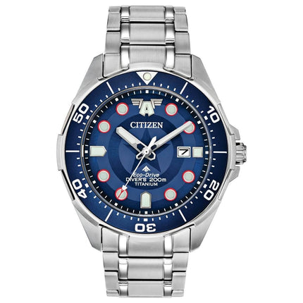 Citizen Men's Eco-Drive Watch - Marvel Blue Dial Silver Tone Bracelet | BN0208-54W ,