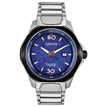 Citizen Men's Eco-Drive Watch - Marvel Blue Dial Titanium Bracelet | AW1548-86W ,