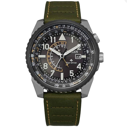 Citizen Men's Eco Drive Watch - Nighthawk Black Dial Green Strap | BJ7135-02E ,