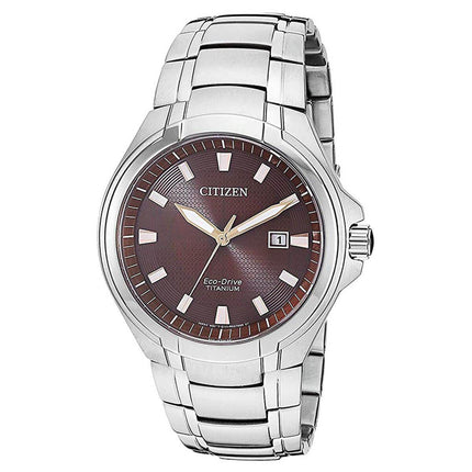 Citizen Men's Eco Drive Watch - Paradigm Brown Dial Titanium Bracelet | BM7431-51X ,