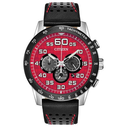 Citizen Men's Eco Drive Watch - Primo Chronograph Black and Red Strap | CA4430-01X ,