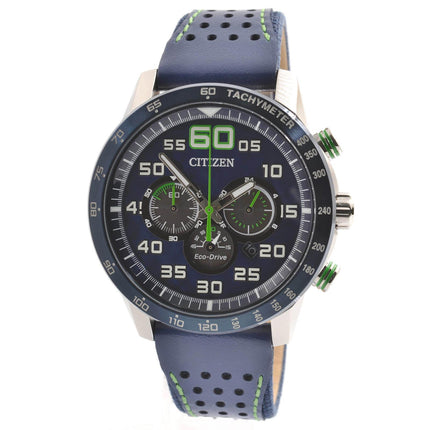Citizen Men's Eco Drive Watch - Primo Chronograph Blue and Green Strap | CA4438-00L ,