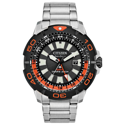 Citizen Men's Eco-Drive Watch - Promaster GMT Black and Orange Bezel | BJ7129-56E ,
