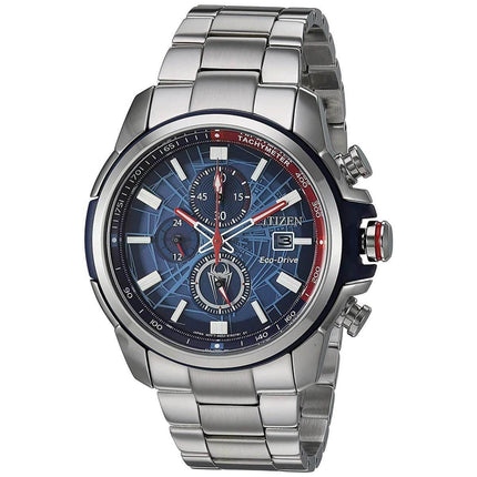 Citizen Men's Eco Drive Watch - Spider-Man Blue Dial Silver Tone Bracelet | CA0429-53W ,