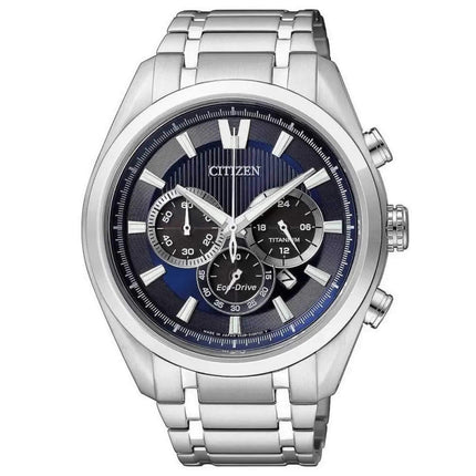 Citizen Men's Eco-Drive Watch - Super Titanium Chrono Blue Dial Bracelet | CA4010-58L ,