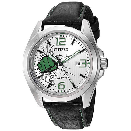 Citizen Men's Eco Drive Watch - The Hulk Black Leather Strap | AW1431-24W ,