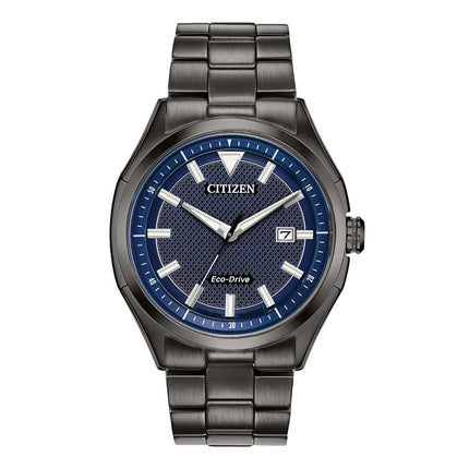 Citizen Men's Eco-Drive Watch - WDR Blue Dial Black Steel Bracelet | AW1147-52L ,