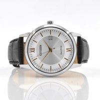Citizen Men's Leather Strap Watch - Classic Dress Eco-Drive Silver Dial | AW1236-03A ,