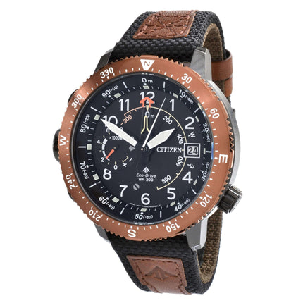 Citizen Men's Left Hand Watch - Promaster Chrono Black and Brown Strap | BN4049-11E ,