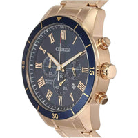 Citizen Men's Quartz Watch - Chronograph Blue Dial Rose Gold Bracelet | AN8169-58L ,