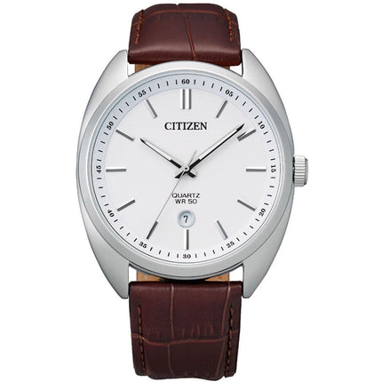 Citizen Men's Quartz Watch - White Dial Brown Leather Strap | BI5090-09A ,