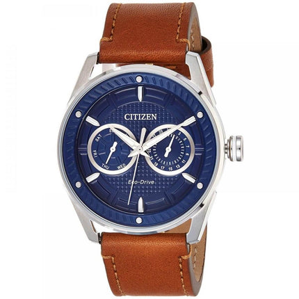 Citizen Men's Strap Watch - Eco-Drive Power Reserve Blue Dial Leather | BU4021-17L ,