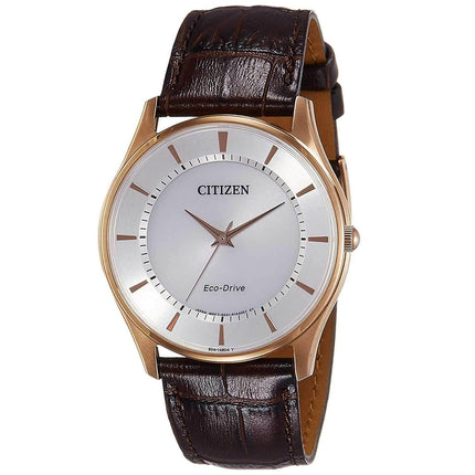 Citizen Men's Strap Watch - Eco-Drive Silver Dial Brown Leather | BJ6483-01A ,