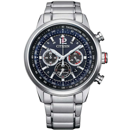 Citizen Men's Watch - Chrono Blue and Black Dial Silver Steel Bracelet | CA4471-80L ,