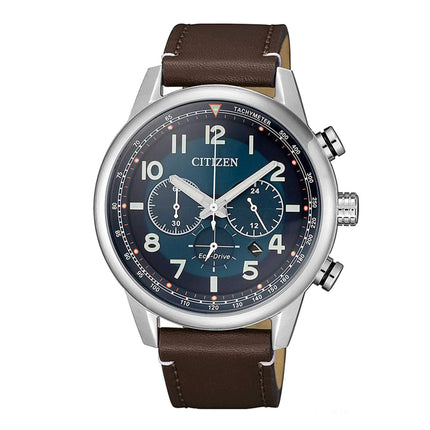 Citizen Men's Watch - Chronograph Power Reserve Blue Dial Brown Strap | CA4420-13L ,