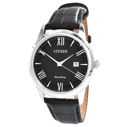 Citizen Men's Watch - Eco-Drive Black Dial Leather Strap Power Reserve | AW1231-07E ,
