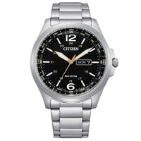 Citizen Men's Watch - Eco-Drive Black Dial Silver Tone Steel Bracelet | AW0110-82E ,