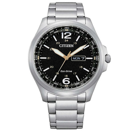 Citizen Men's Watch - Eco-Drive Black Dial Silver Tone Steel Bracelet | AW0110-82E ,